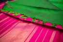 Vibrant Green and Hot Pink Pure Silk Saree