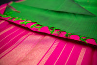 Vibrant Green and Hot Pink Pure Silk Saree