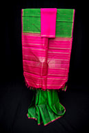 Vibrant Green and Hot Pink Pure Silk Saree