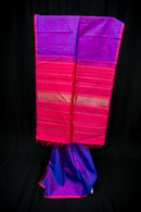 Vibrant Purple Pure Silk Saree with Hot Pink Pallu