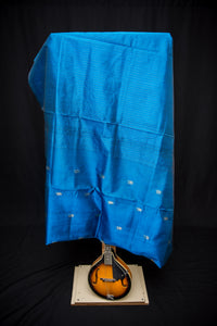 Luminous Azure Blue Silk Cotton Saree with Zari Motifs