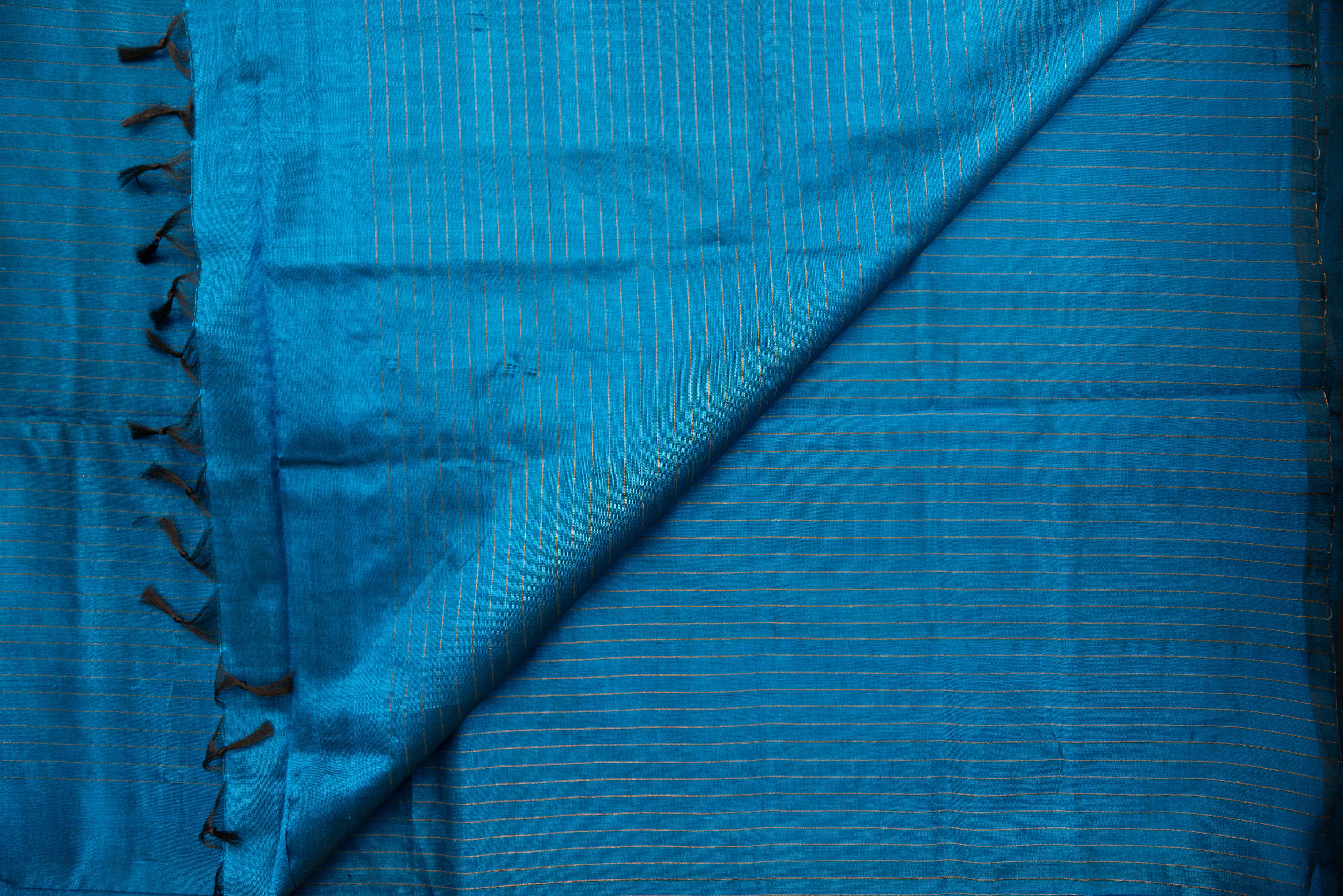 Luminous Azure Blue Silk Cotton Saree with Zari Motifs