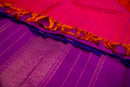 Electrifying Lotus Pink Pure Silk Saree with a Royal Purple Pallu