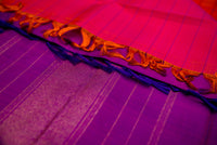 Electrifying Lotus Pink Pure Silk Saree with a Royal Purple Pallu