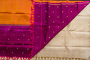 Radiant Cream Pure Silk Saree with Double Orange-Purple Pallu