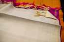 Radiant Cream Pure Silk Saree with Double Orange-Purple Pallu
