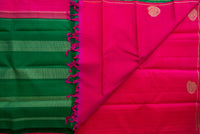 Dazzling Hot Pink and Emerald Green Pure Silk Saree