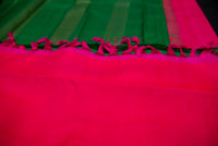 Dazzling Hot Pink and Emerald Green Pure Silk Saree