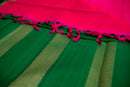Dazzling Hot Pink and Emerald Green Pure Silk Saree