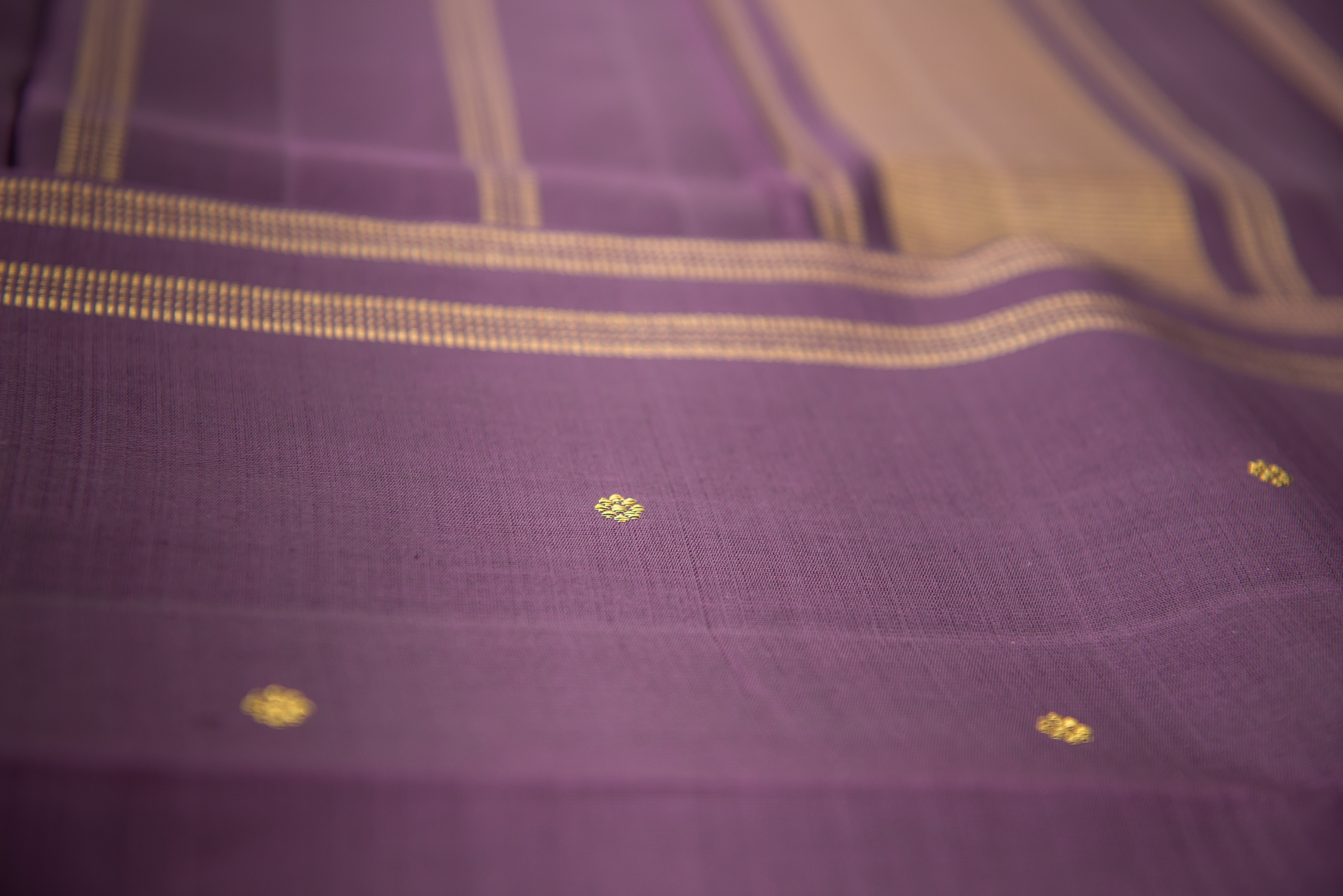 Luxurious Deep Plum Pure Silk Saree with Gold Zari Pallu