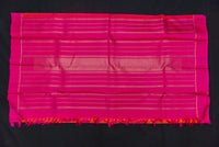 Fiery Orange Rising Lines Handloom Silk Saree