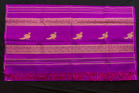 Royal Purple Handloom Pure Silk Saree with Gold Zari Gandaberunda Motifs