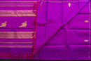 Royal Purple Handloom Pure Silk Saree with Gold Zari Gandaberunda Motifs