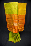 Dual-Tone Green Pure Silk Saree with a Simha Color Pallu