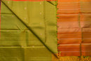 Dual-Tone Green Pure Silk Saree with a Simha Color Pallu