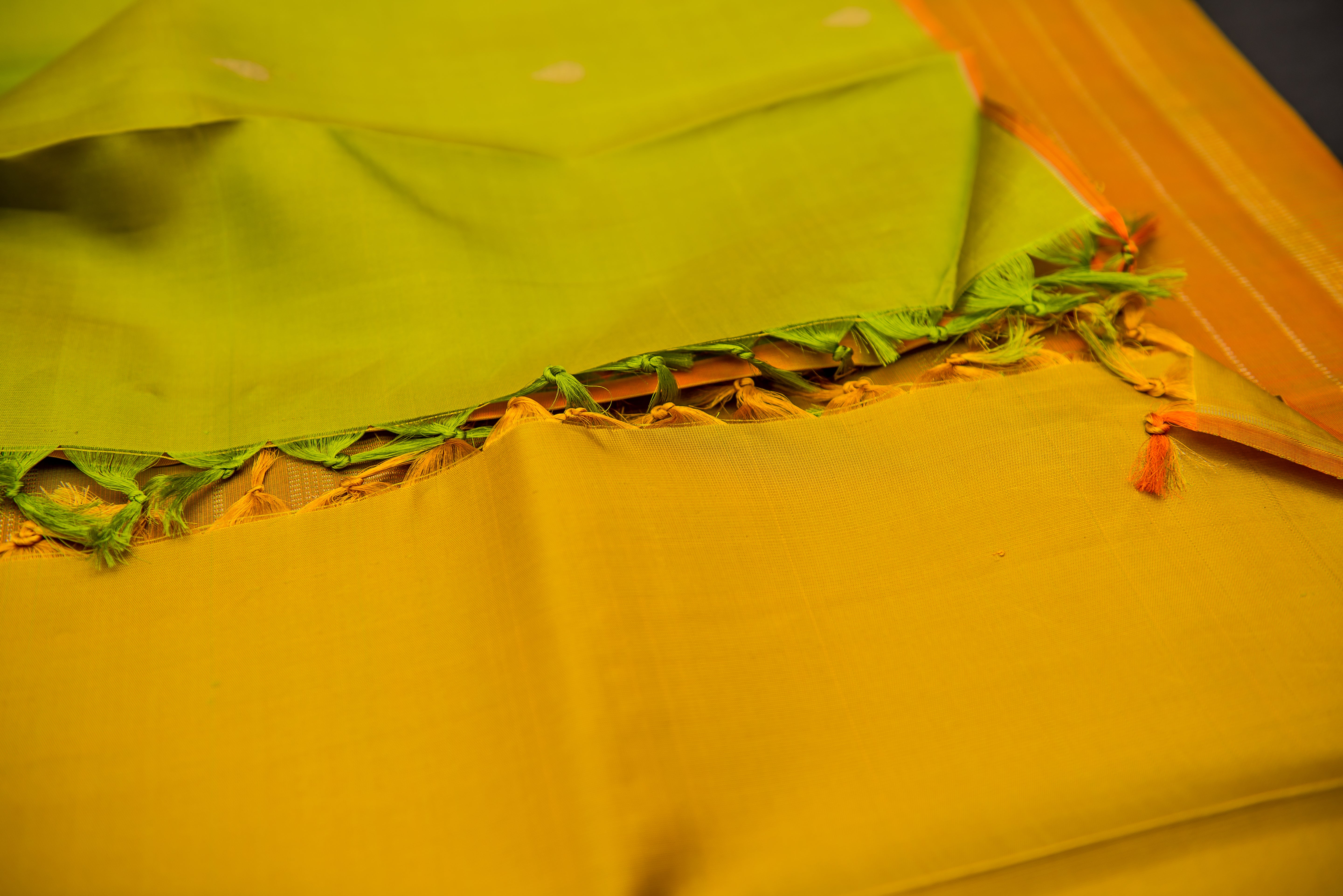 Dual-Tone Green Pure Silk Saree with a Simha Color Pallu