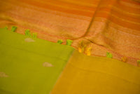 Dual-Tone Green Pure Silk Saree with a Simha Color Pallu