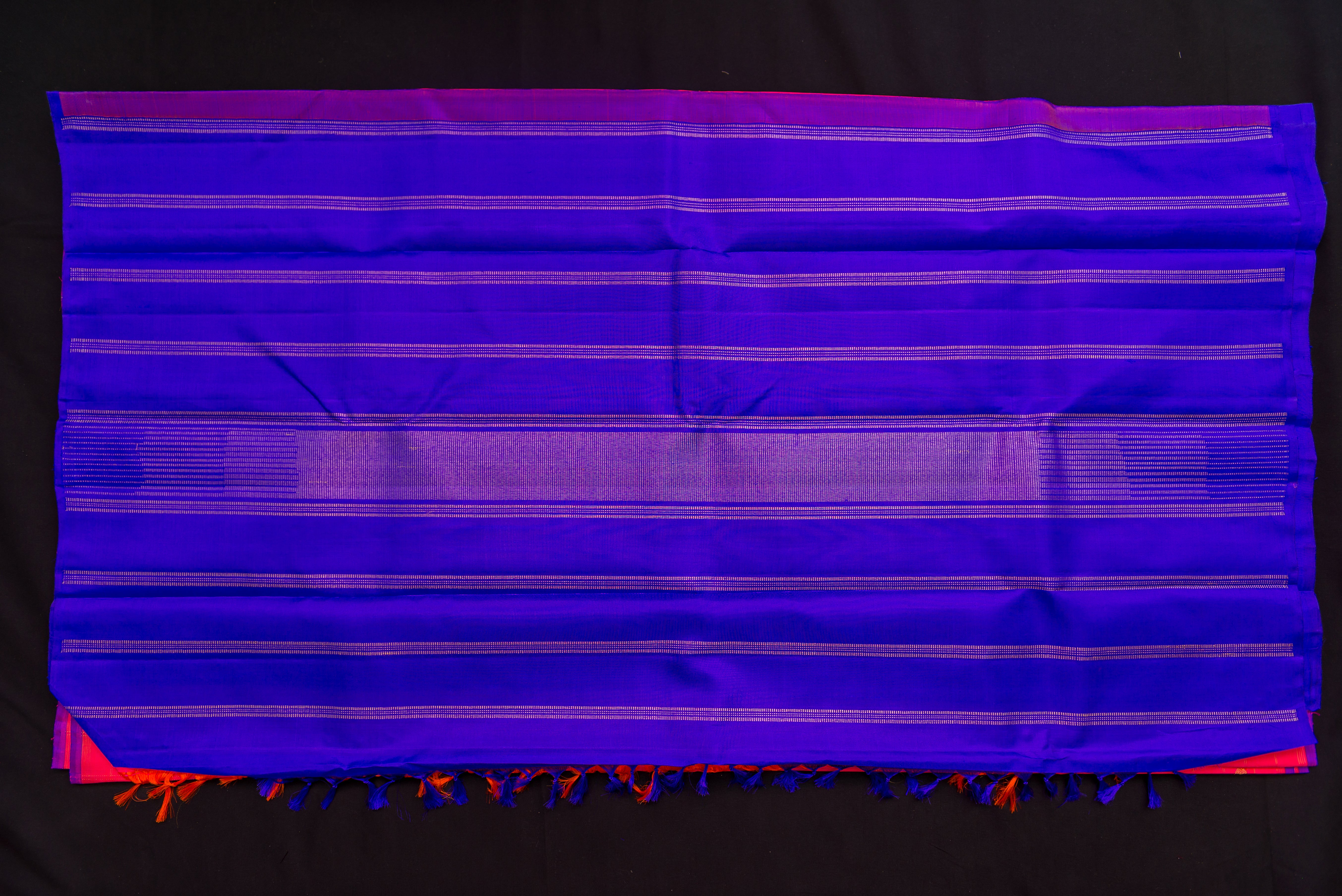 Striking Hot Pink Handloom Silk Saree with Royal Blue Pallu