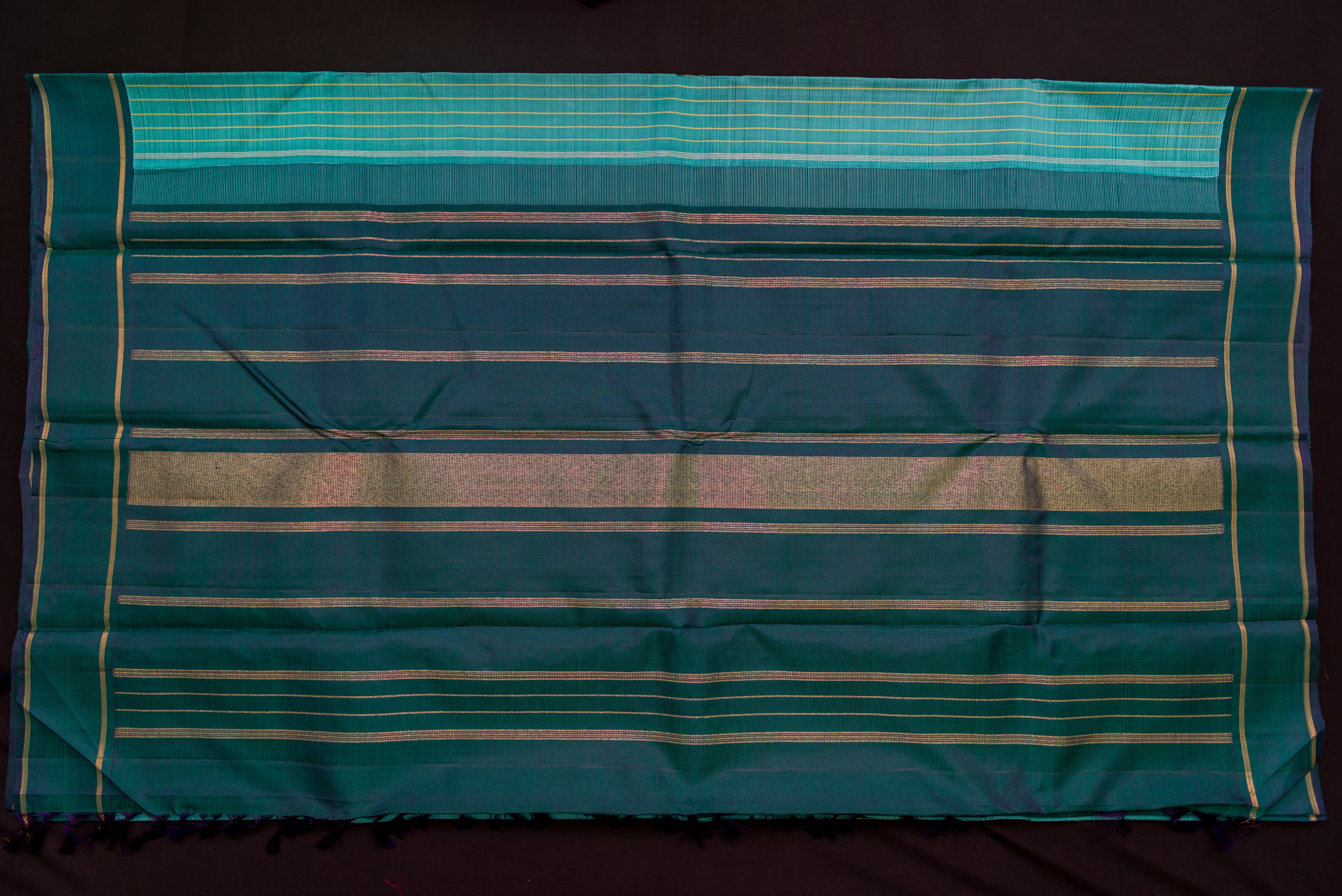 Aqua Pure Handloom Silk Saree with a Teal Pallu