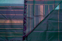 Aqua Pure Handloom Silk Saree with a Teal Pallu