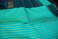 Aqua Pure Handloom Silk Saree with a Teal Pallu