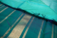 Aqua Pure Handloom Silk Saree with a Teal Pallu