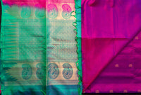 Dual-Tone Pink-Purple Soft Silk Saree with a Brocade Green Blue-Pallu