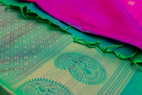 Dual-Tone Pink-Purple Soft Silk Saree with a Brocade Green Blue-Pallu