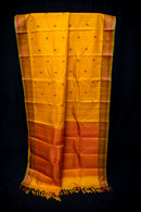 Auspicious Golden-Yellow Threadwork Pure Silk Saree
