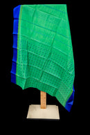 Fresh Green Silk Cotton Saree with Royal Blue Anams and Rudrakshams