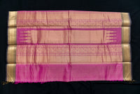 Pink Silk Cotton Saree with Grand Gold Zari Borders