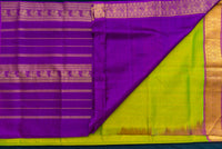 Dazzling Sneha Green Silk Cotton Saree with Purple Pallu