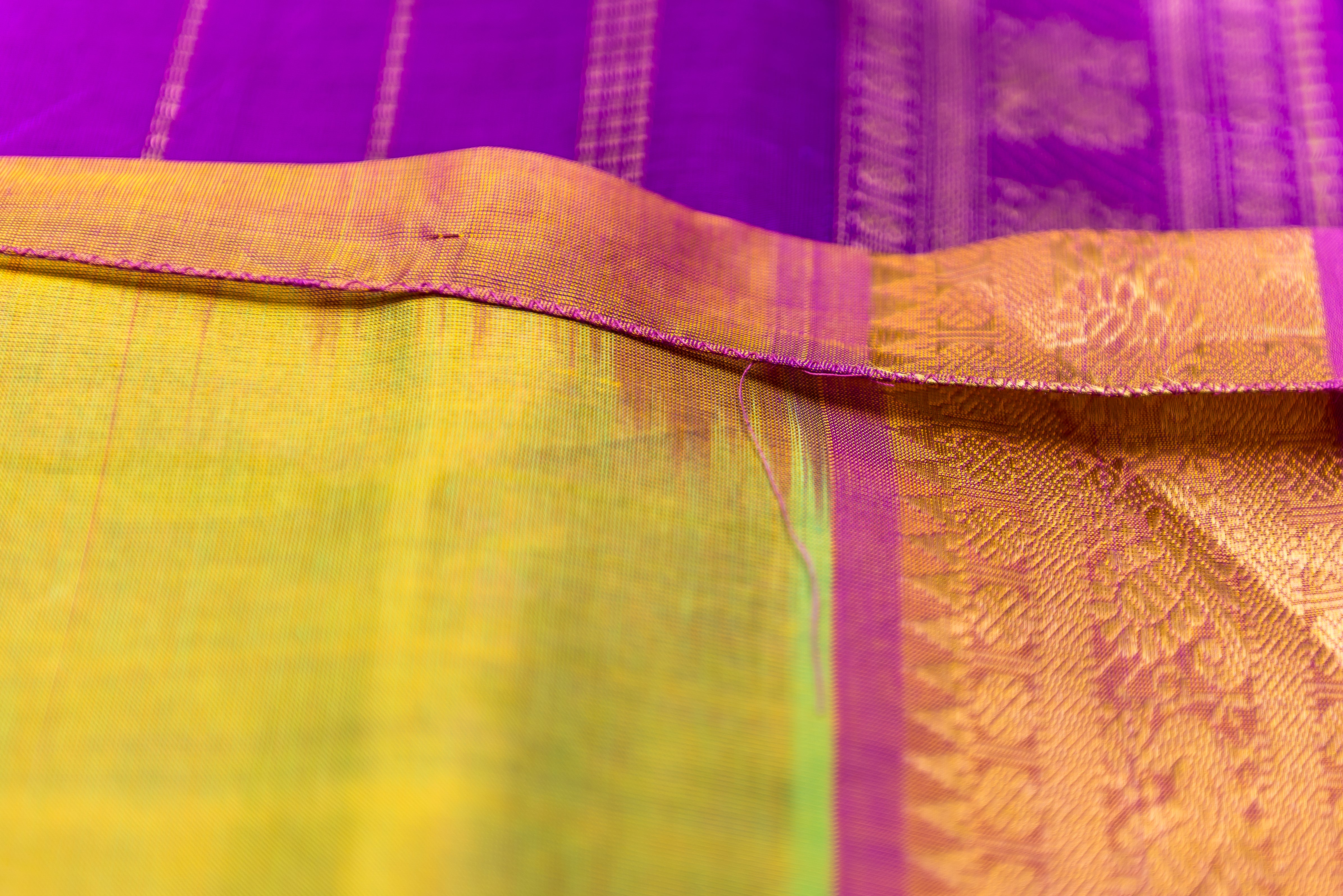Dazzling Sneha Green Silk Cotton Saree with Purple Pallu