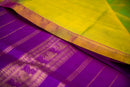Dazzling Sneha Green Silk Cotton Saree with Purple Pallu