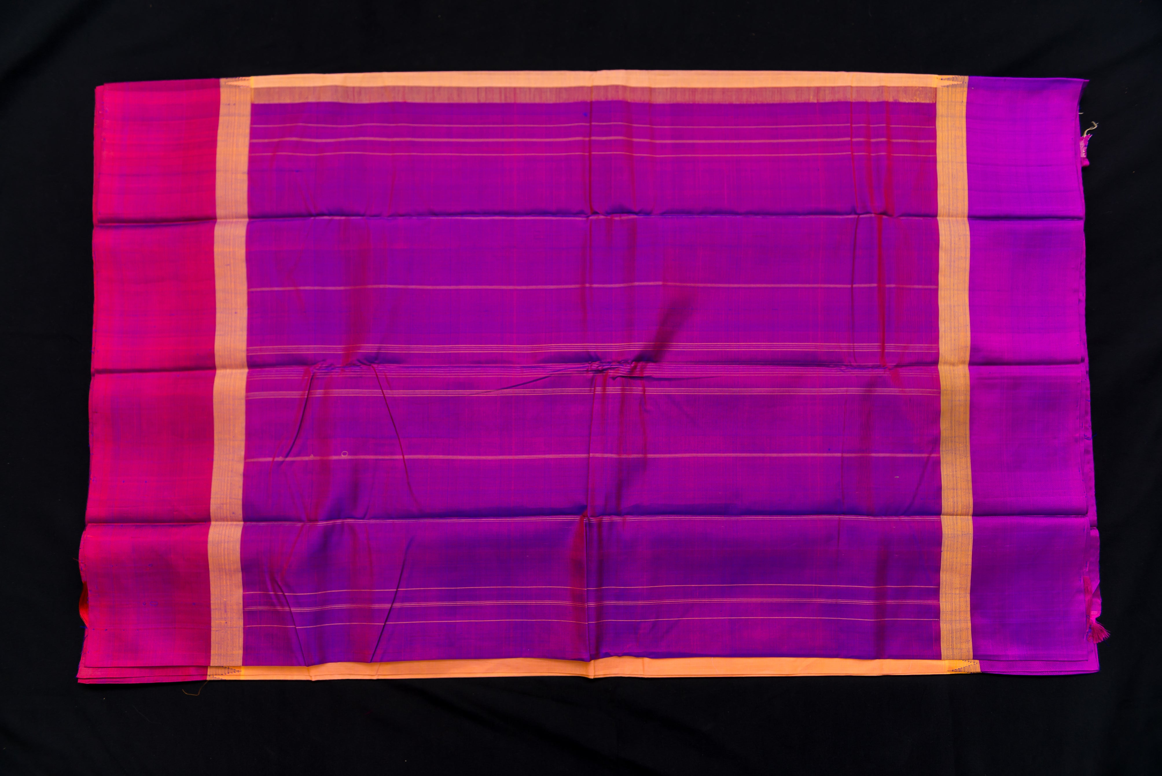 Vibrant Peach Silk Cotton Saree with Ganga Jamuna Border