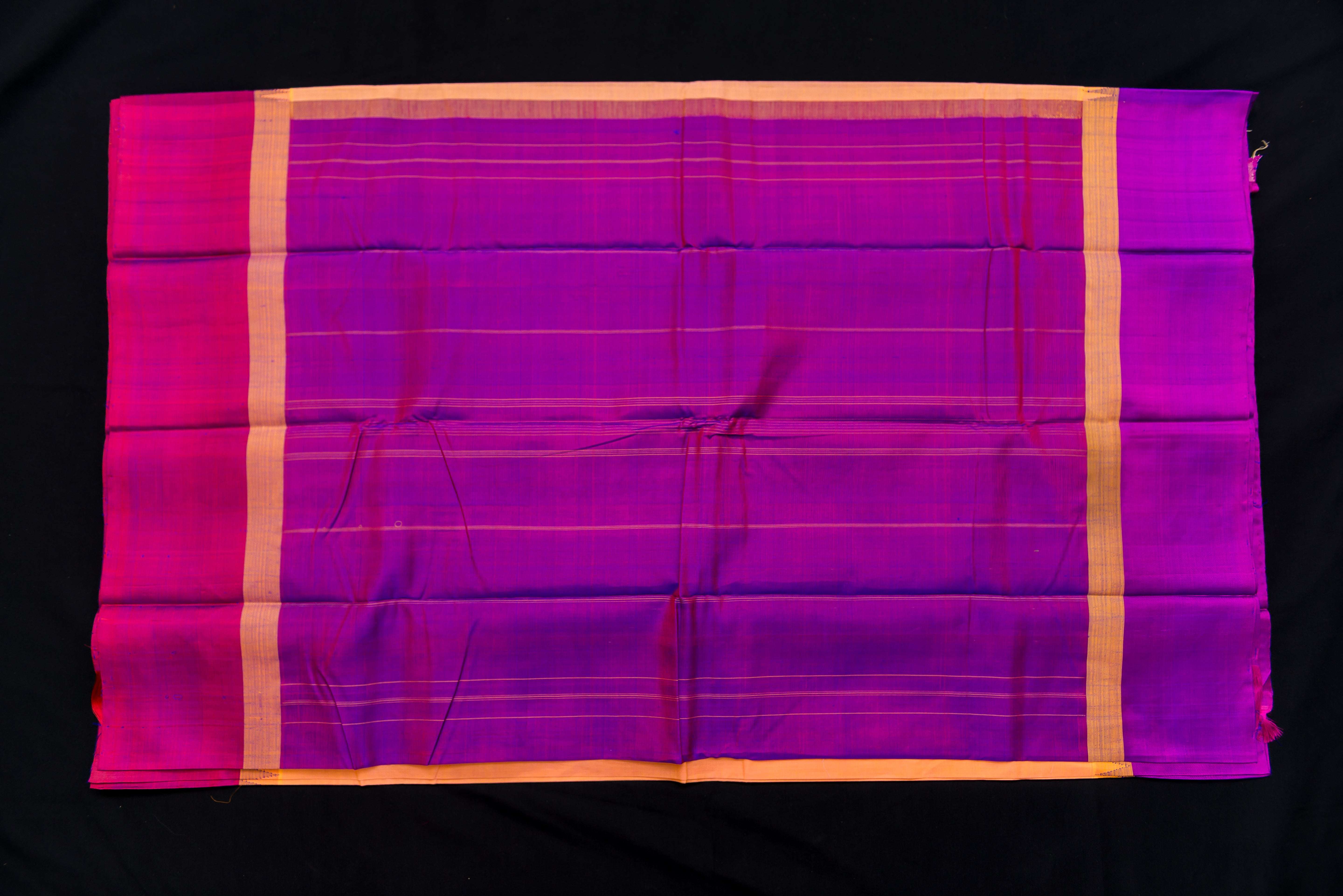 Vibrant Peach Silk Cotton Saree with Ganga Jamuna Border