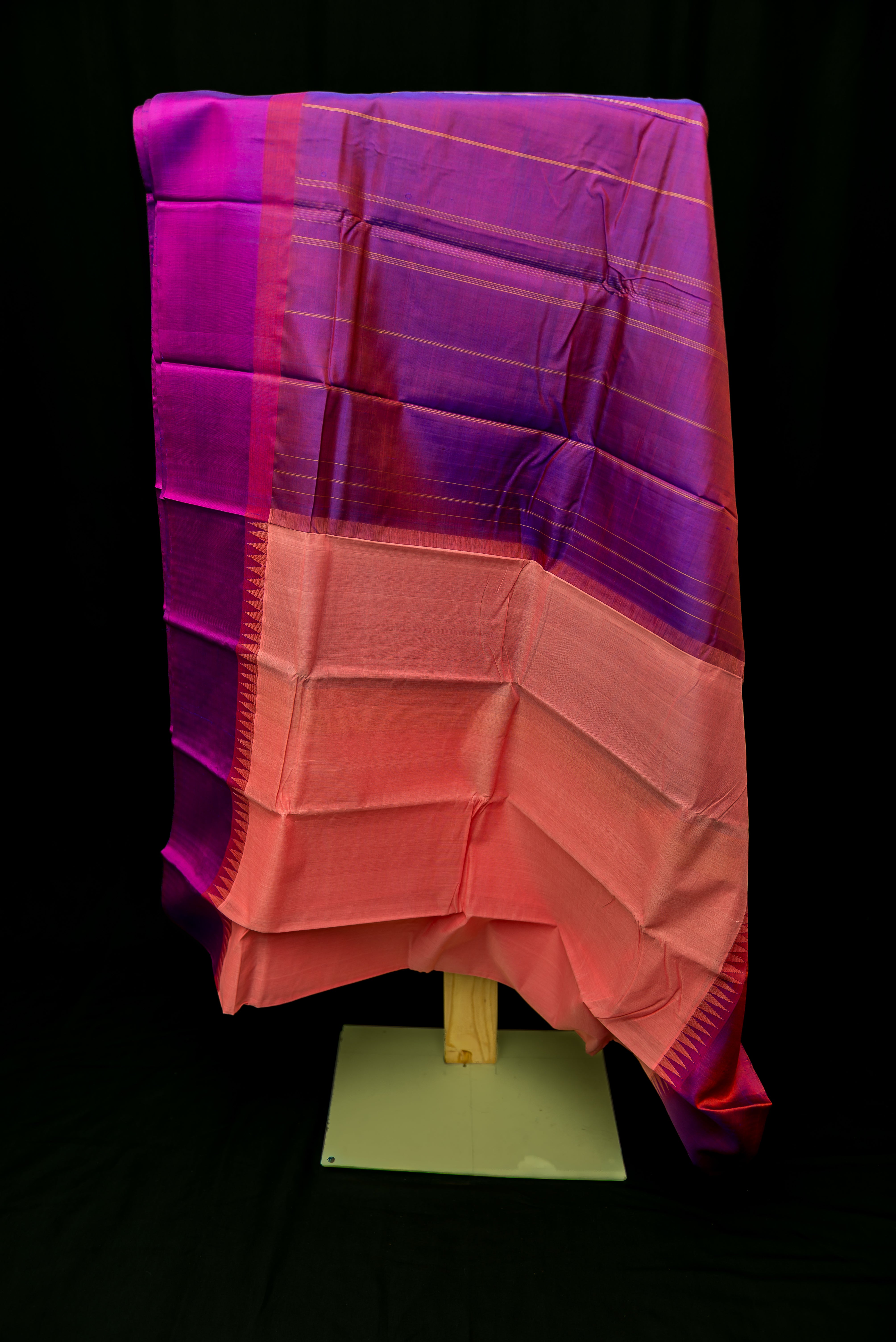 Vibrant Baby Pink Silk Cotton Saree with Ganga Jamuna Border