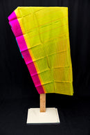 Electric Green Veldhaari Silk Cotton Saree with Ganga-Jamuna Border
