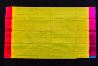 Electric Green Veldhaari Silk Cotton Saree with Ganga-Jamuna Border