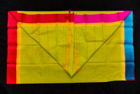 Electric Green Veldhaari Silk Cotton Saree with Ganga-Jamuna Border