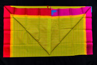 Electric Green Veldhaari Silk Cotton Saree with Ganga-Jamuna Border
