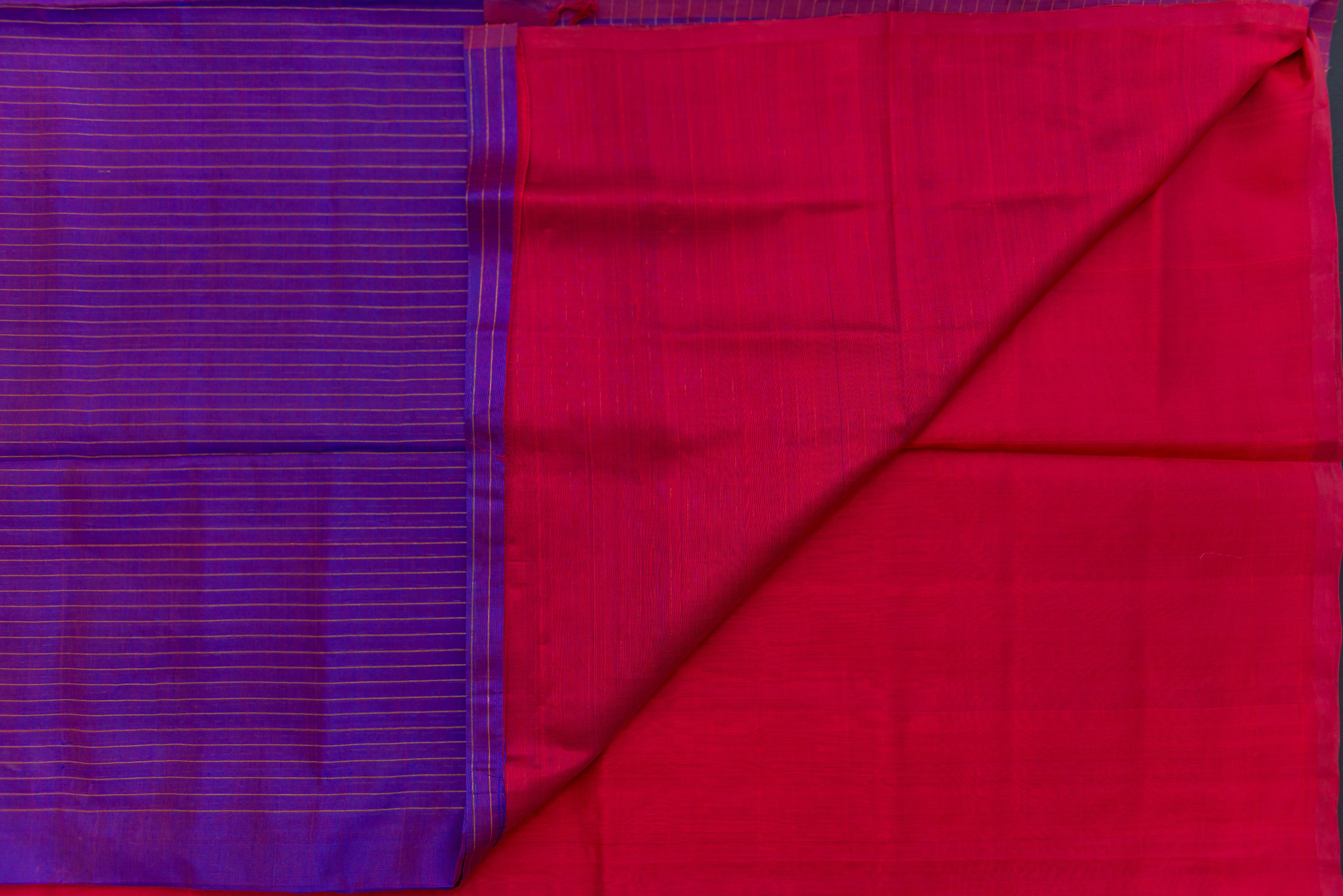 Dazzling Ombre Silk Cotton Saree in Purple and Red