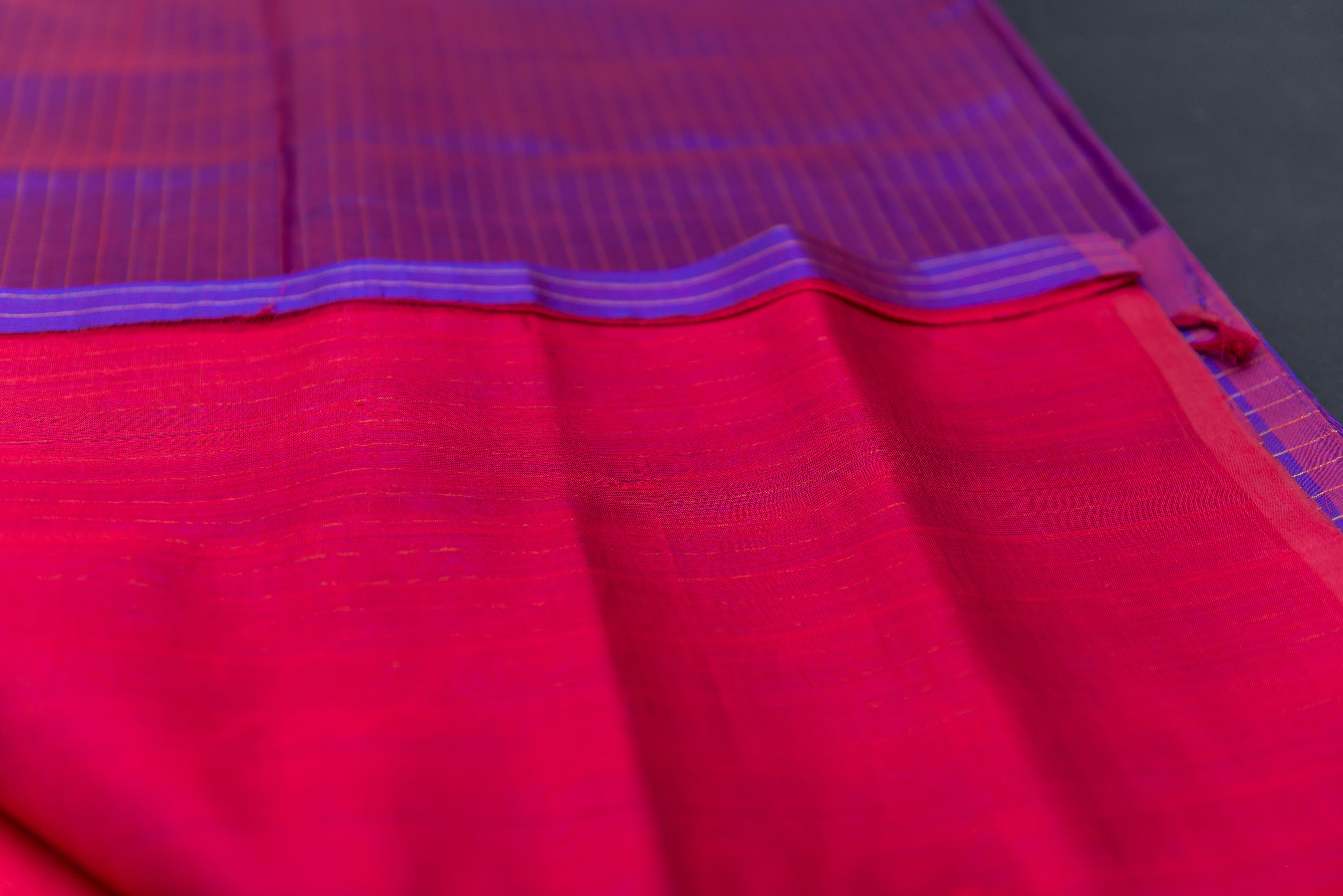 Dazzling Ombre Silk Cotton Saree in Purple and Red
