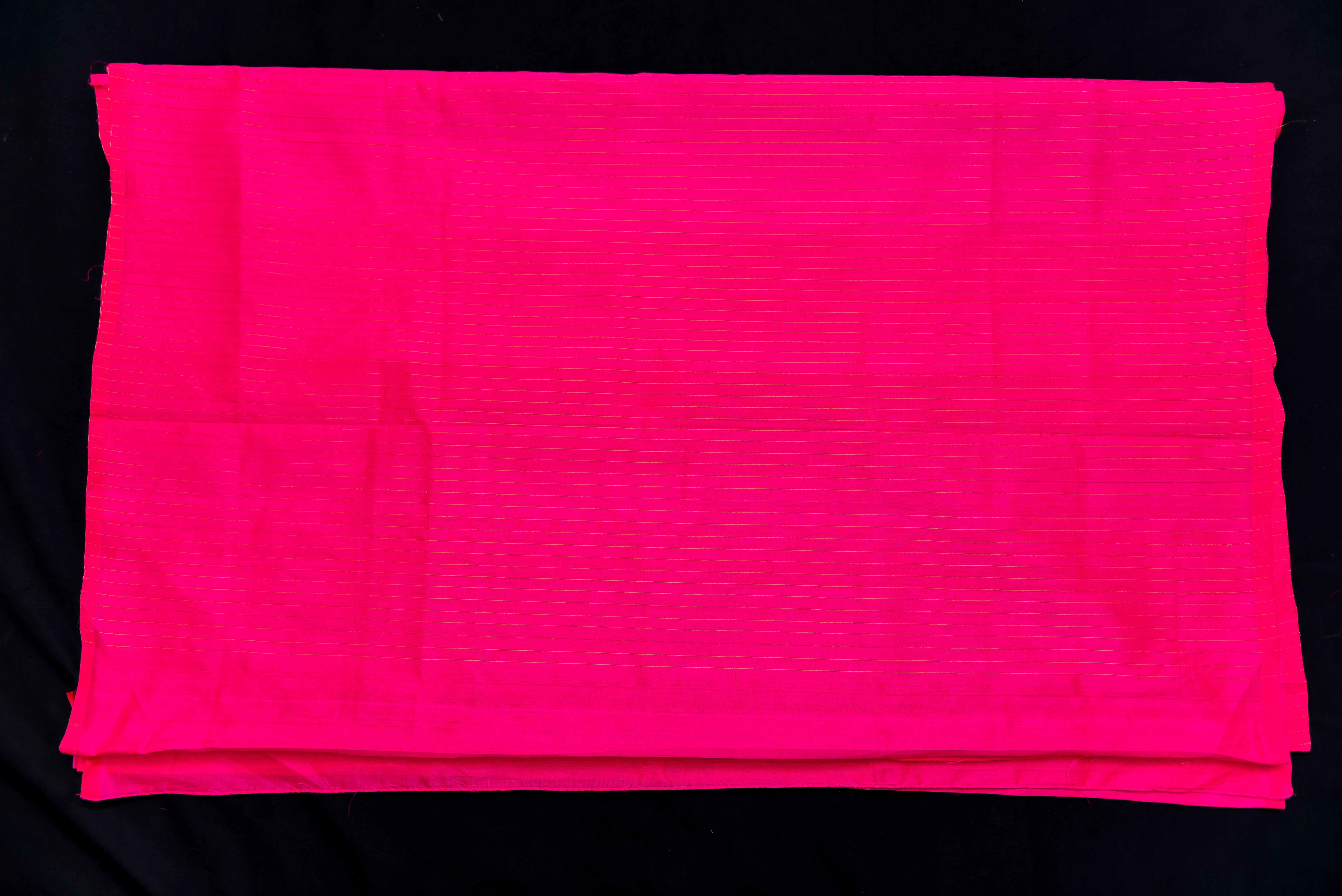 Luminous Bright Pink Silk Cotton Saree with Zari Motifs