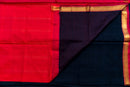 Striking Black Silk Cotton Saree with Contrasting Red Pallu