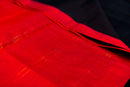 Striking Black Silk Cotton Saree with Contrasting Red Pallu