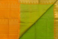 Dazzling Green Silk Cotton Saree with Mustard-Yellow Pallu