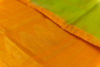 Dazzling Green Silk Cotton Saree with Mustard-Yellow Pallu