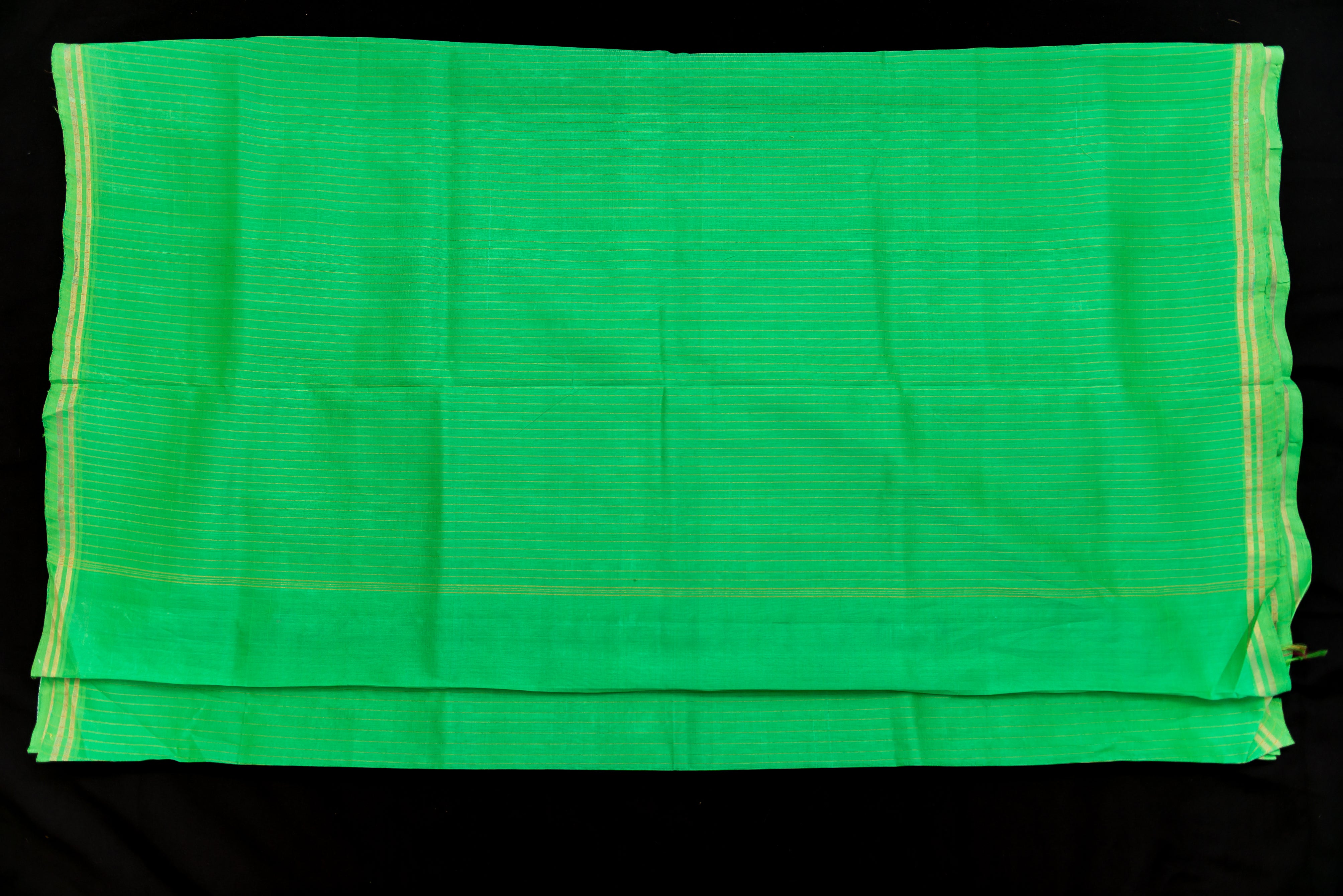 Luminous Electric Green Silk Cotton Saree with Zari Motifs