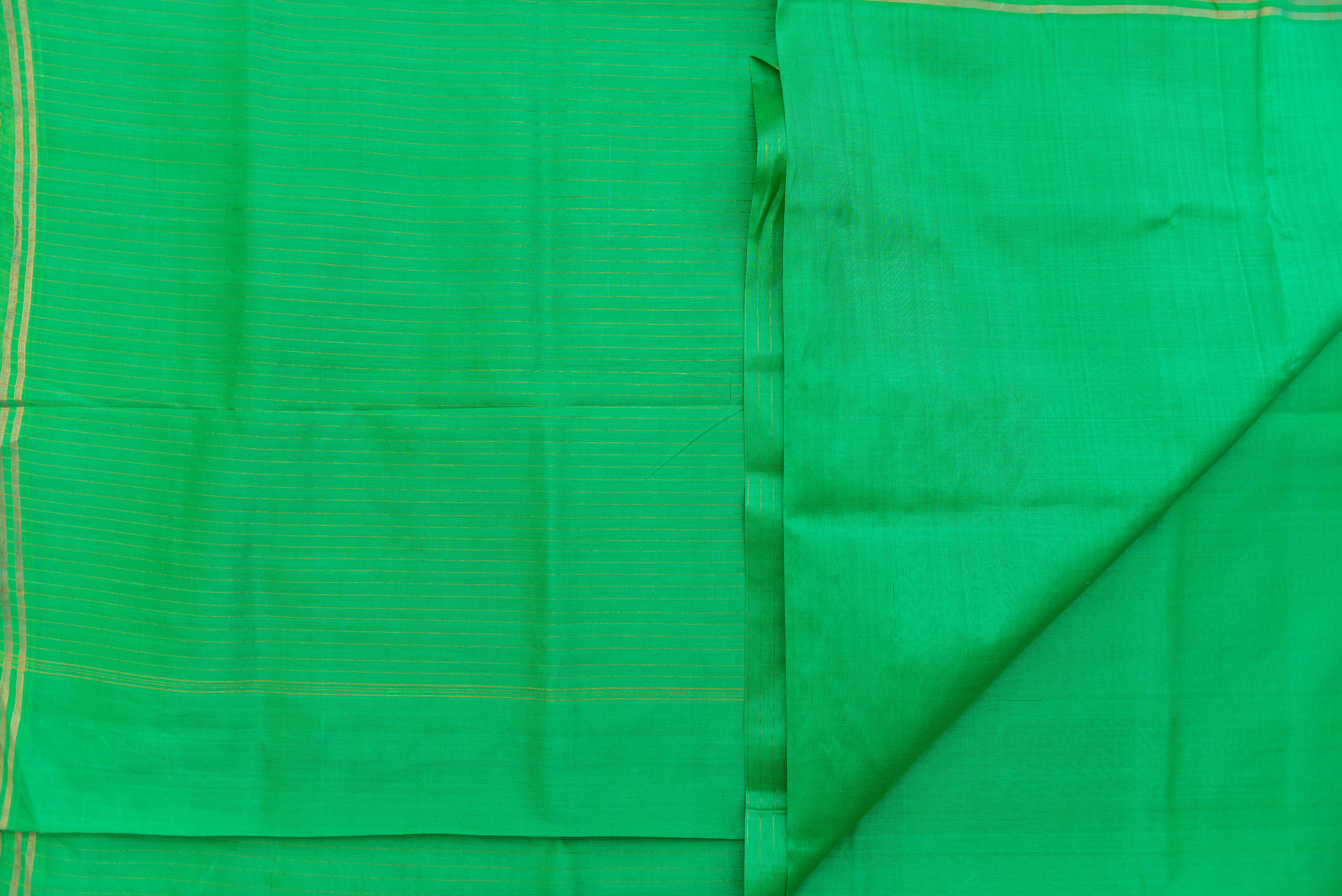 Luminous Electric Green Silk Cotton Saree with Zari Motifs